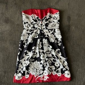White House black market strapless silk dress great for the holidays!